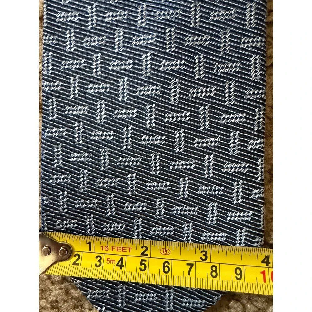 Brandini Le Collezioni Neckwear Tie Blue White Geometric Abstract Silk USA JBHS